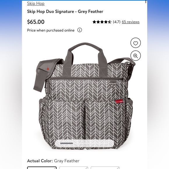 Skip Hop Duo Signature Diaper Bag, Grey Feather - Picture 4 of 6